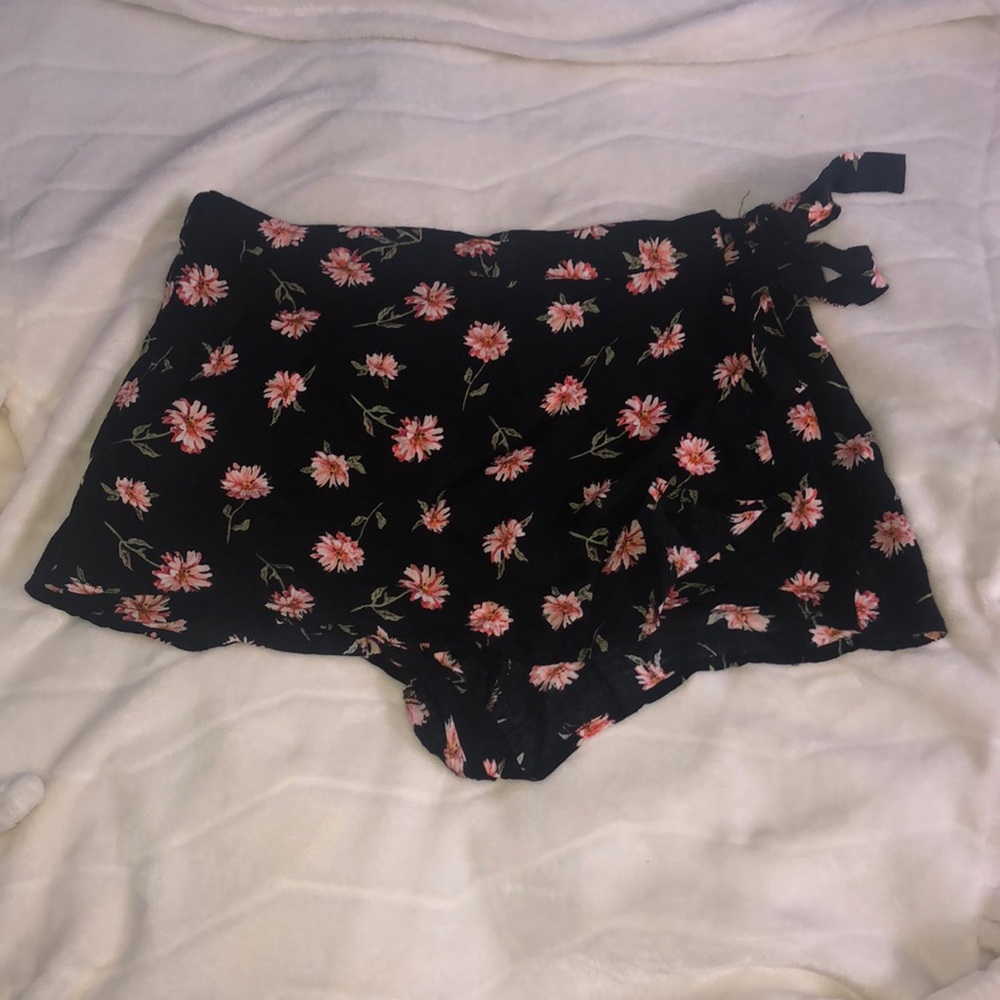 Shorts with an attached front wrap tie